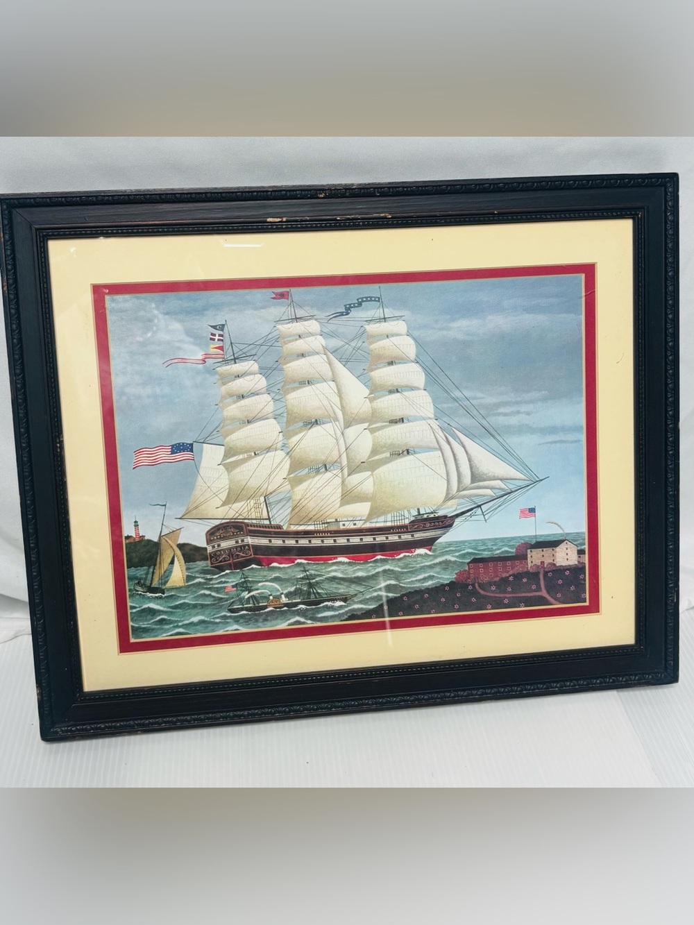 Vintage Charles Wysocki Columbia Sailboat Print Professionally Framed